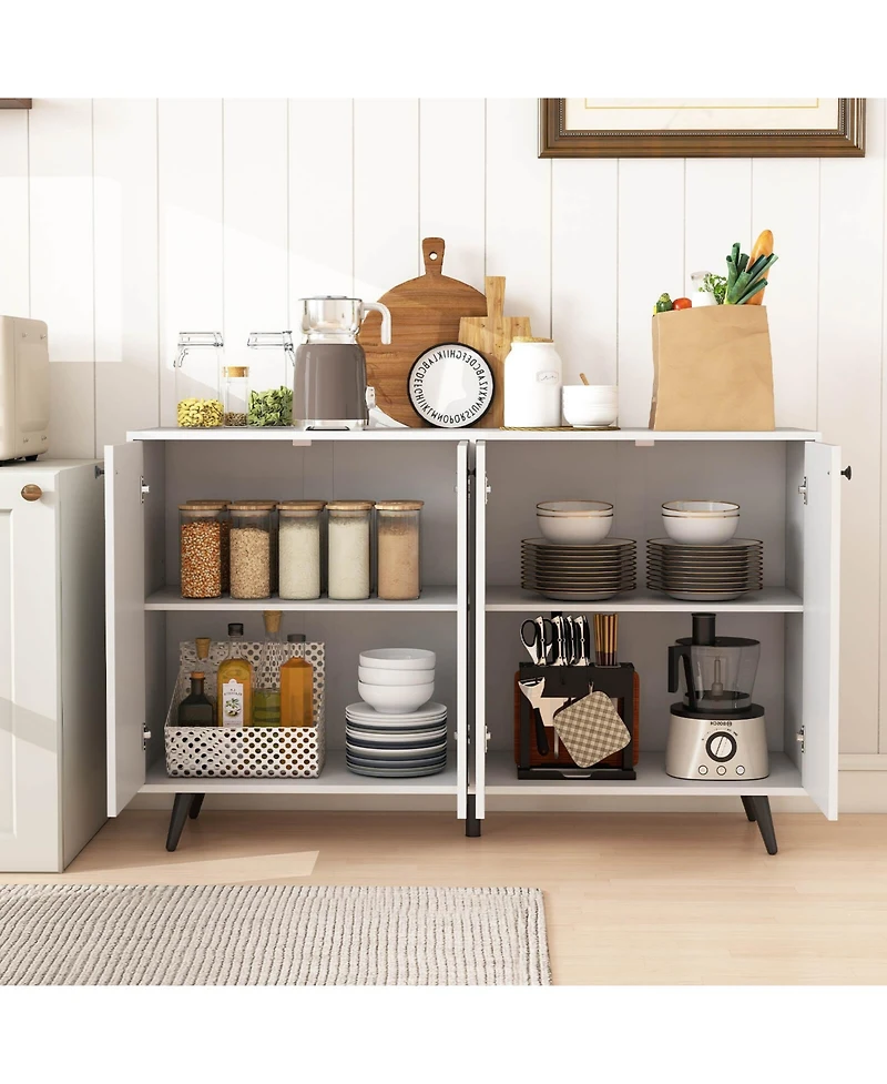 Costway Buffet Sideboard Mid Century Modern 4-Door Storage Cabinet 50" Accent Cabinet