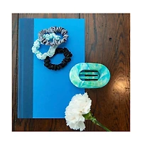 Headbands of Hope Large Oval Claw Clip Set – Golden Matte & Aqua Marble