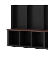 Streamdale Farmhouse Hall Tree Bench Shoe Cabinet - Walnut & Black