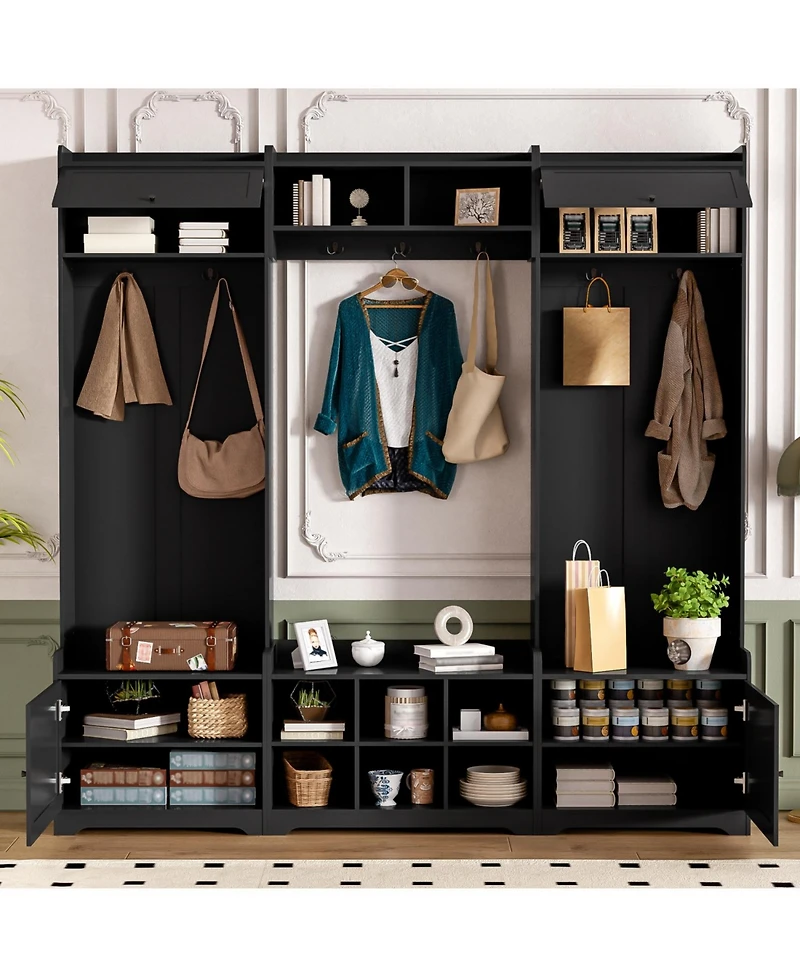 Streamdale Modern Hall Tree with Shoe Storage & Bench - Black