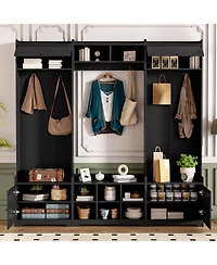 Streamdale Modern Hall Tree with Shoe Storage & Bench - Black