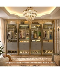 Aheaplus 23.6'' Freestanding Closet System with 2 Drawers and 6 Shelves, 2FT Small Walk-in Organizer Hanging Rod