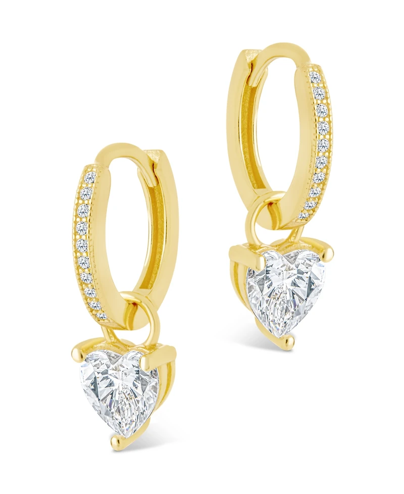Sterling Forever Silver Eugenia Heart Cut Cz Dangle Micro Hoops