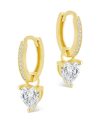 Sterling Forever Silver Eugenia Heart Cut Cz Dangle Micro Hoops