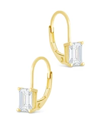 Sterling Forever Silver Emerald Cut French Clip Earrings