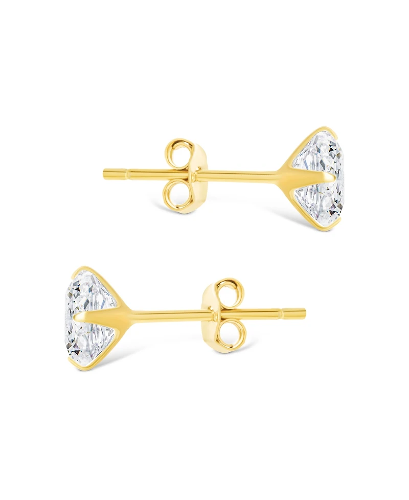 Sterling Forever Silver Round Cut Prong Set Stud Earrings