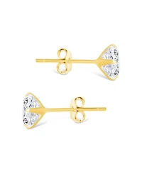 Sterling Forever Silver Round Cut Prong Set Stud Earrings