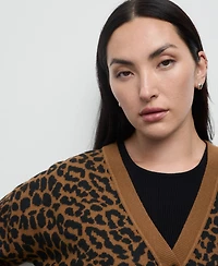 Mango Women's Leopard Knit Cardigan