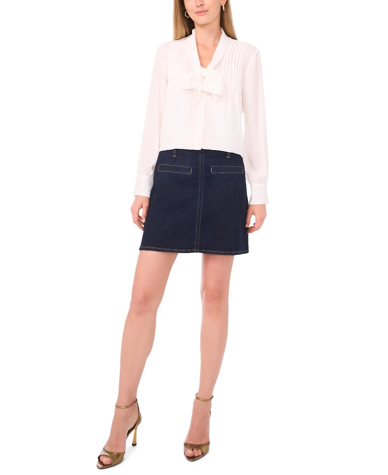 Vince Camuto Women's Front Tie And Pintuck Long-Sleeve Top