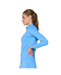 G Lifestyle Clothing Women's Long Sleeve Miock Neck Top Caribbean Turq. XLarge