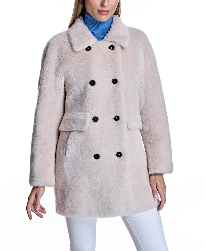 Julia & Stella by Maximilian Women's Lamb's Wool Pea Coat