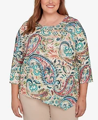 Alfred Dunner Plus Saratoga Springs Classic Paisley Print Pullover Knit Top