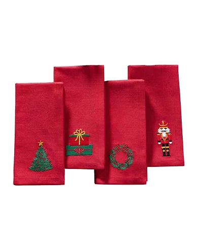 Elrene Holiday 4-Pc. Embroidered Napkin Set, 17" x 17"
