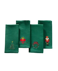 Elrene Holiday 4-Pc. Embroidered Napkin Set, 17" x