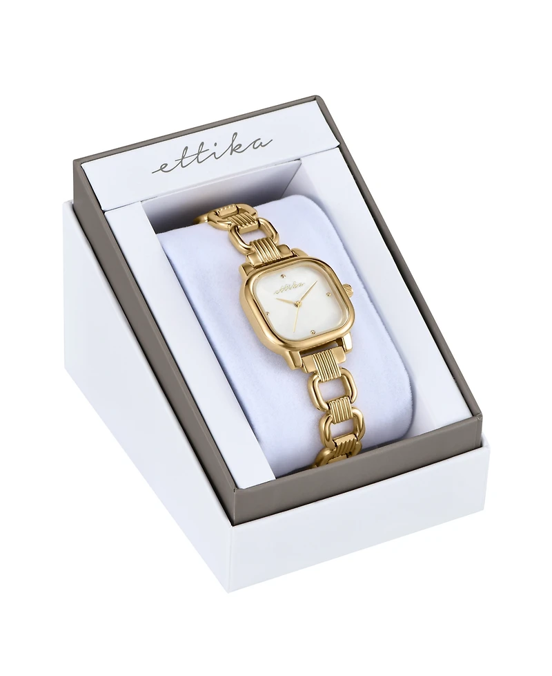 Ettika Classic Square Gold Plated Bracelet Watch, 70-110mm