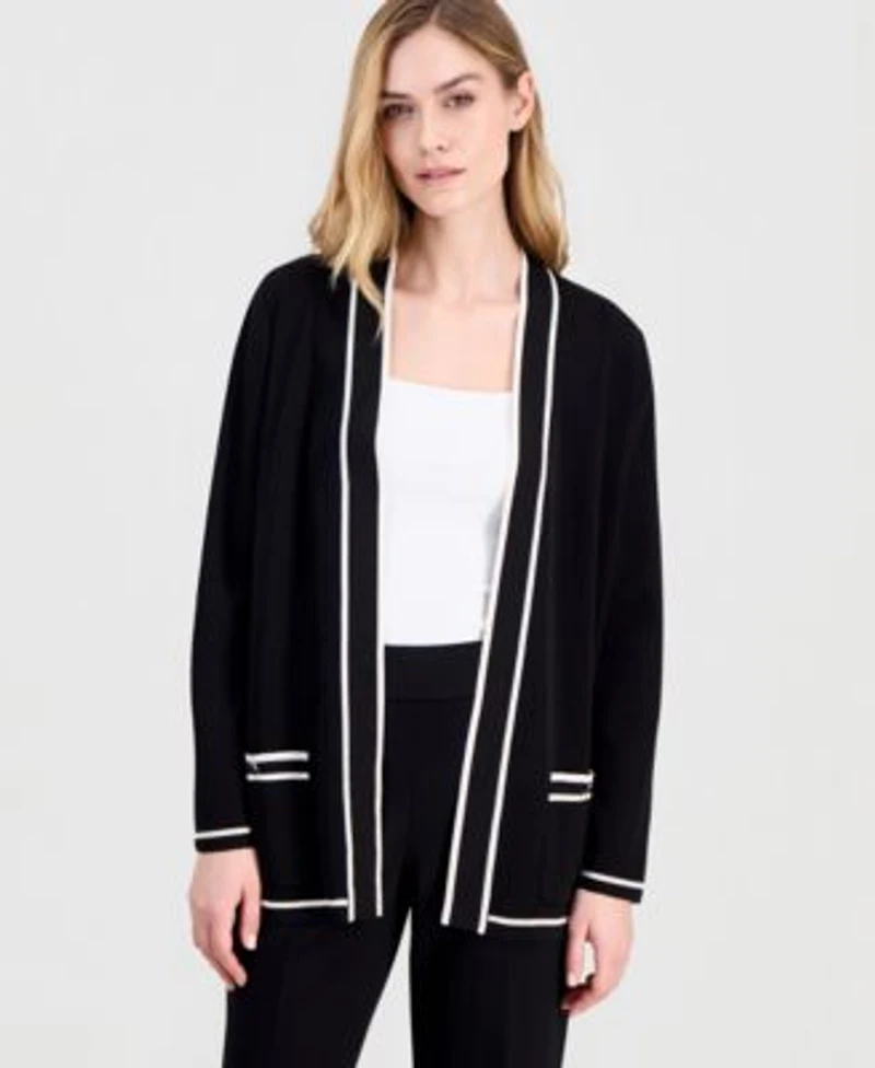 Anne Klein Womens Malibu Piped Cardigan P Xxs Xxl