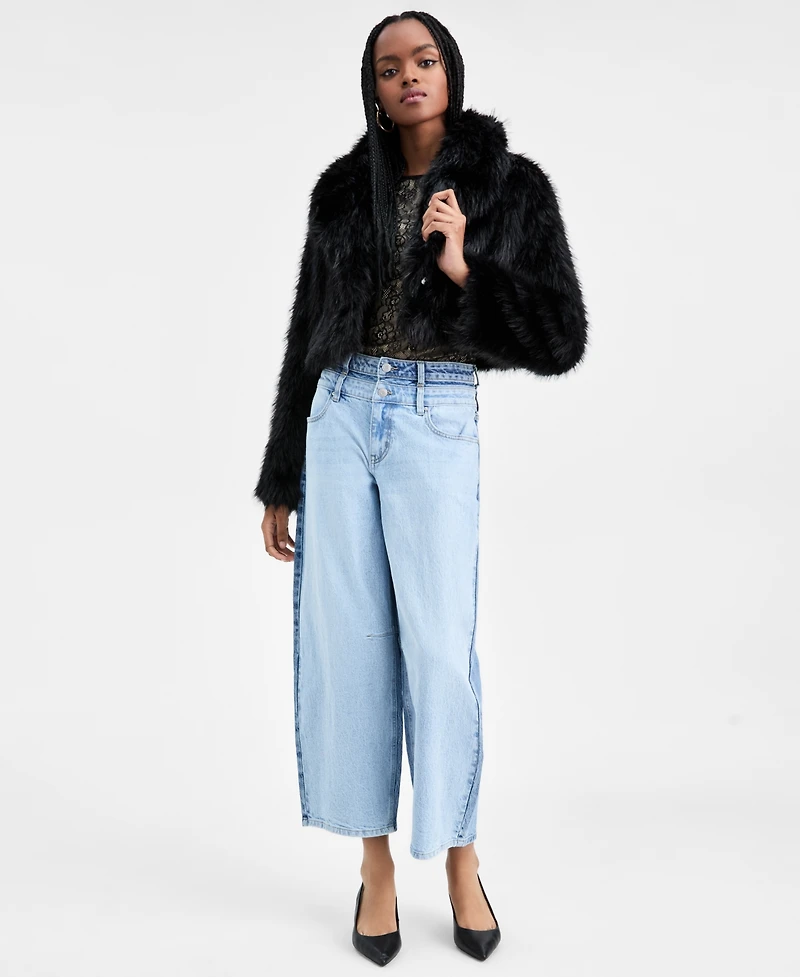 Bar Iii Women's Faux Fur Cropped Coat, Macy's Exclusive