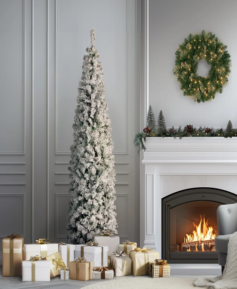 National Tree Company First Traditions Acacia Medium Flocked Tree 7.5 ft