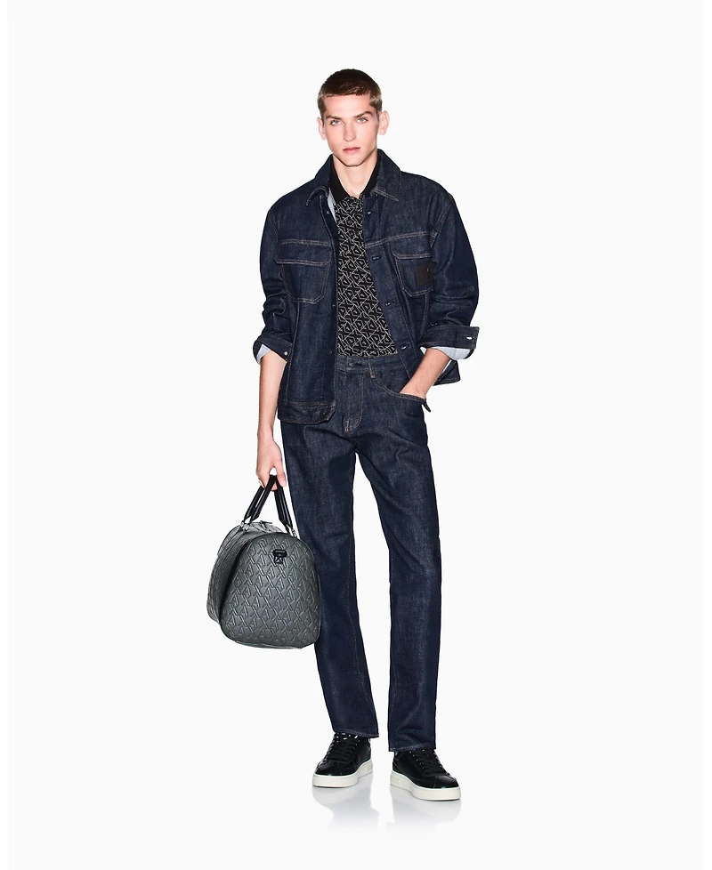 A|X Armani Exchange Men's Allover Logo with Collar Tipping Polo Shirt