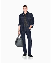 A|X Armani Exchange Men's Allover Logo with Collar Tipping Polo Shirt