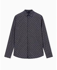 A|X Armani Exchange Men's Long Sleeve Poplin Allover Logo Woven Shirt