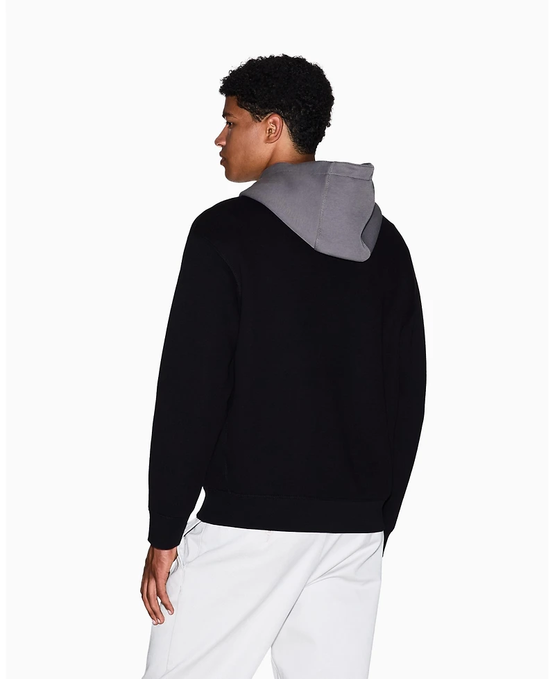 A|X Armani Exchange Men's Cozy Lab Color Block Pique Hoodie Sweatshirt