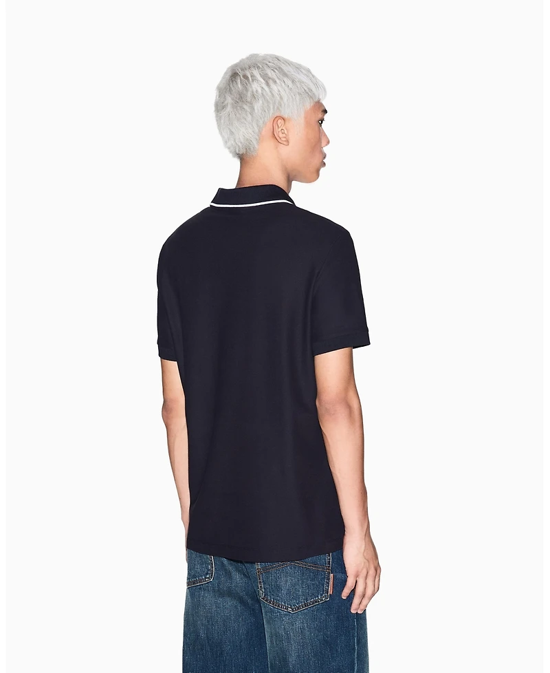A|X Armani Exchange Men's Johnny Collar Pique with Tipping Polo Shirt