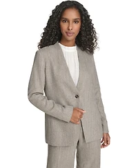 Calvin Klein Women's Novelty One Button Collarless Jacket