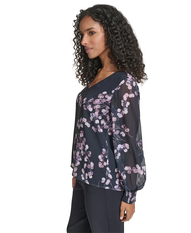 Calvin Klein Women's Printed Long Sleeve Top