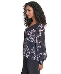 Calvin Klein Women's Printed Long Sleeve Top