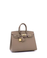 Pre-Owned Hermes Birkin 25 Handbag Grey Epsom with Gold Hardware