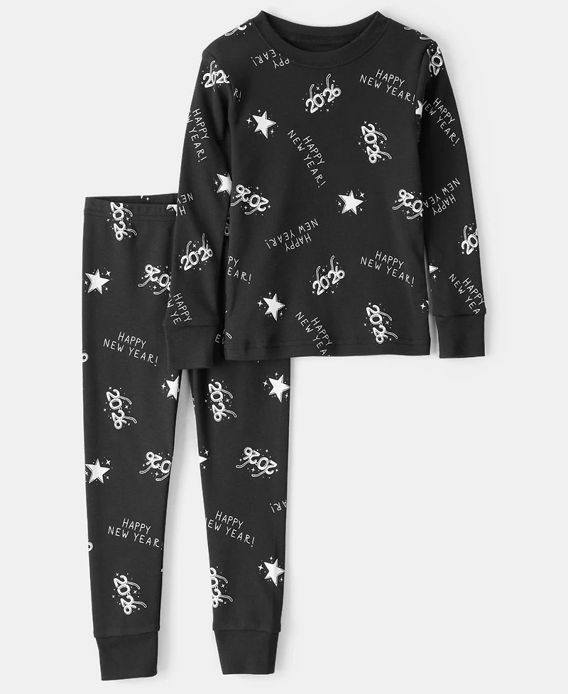 Carter's Boys Toddler 2T-5T 2-Piece New Years Snug Fit Long-Sleeve Top and Pants Pajama Set