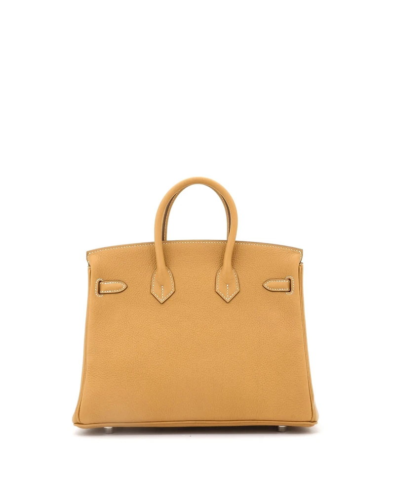 Pre-Owned Hermes Birkin 25 Handbag Brown Clemence with Palladium Hardware