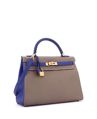 Pre-Owned Hermes Kelly Handbag Bicolor Epsom with Gold Hardware