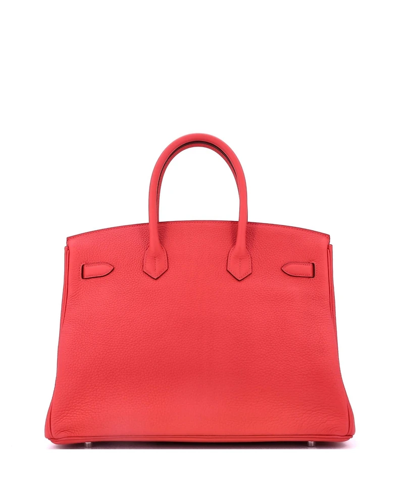 Pre-Owned Hermes Birkin 35 Handbag Red Clemence with Palladium Hardware