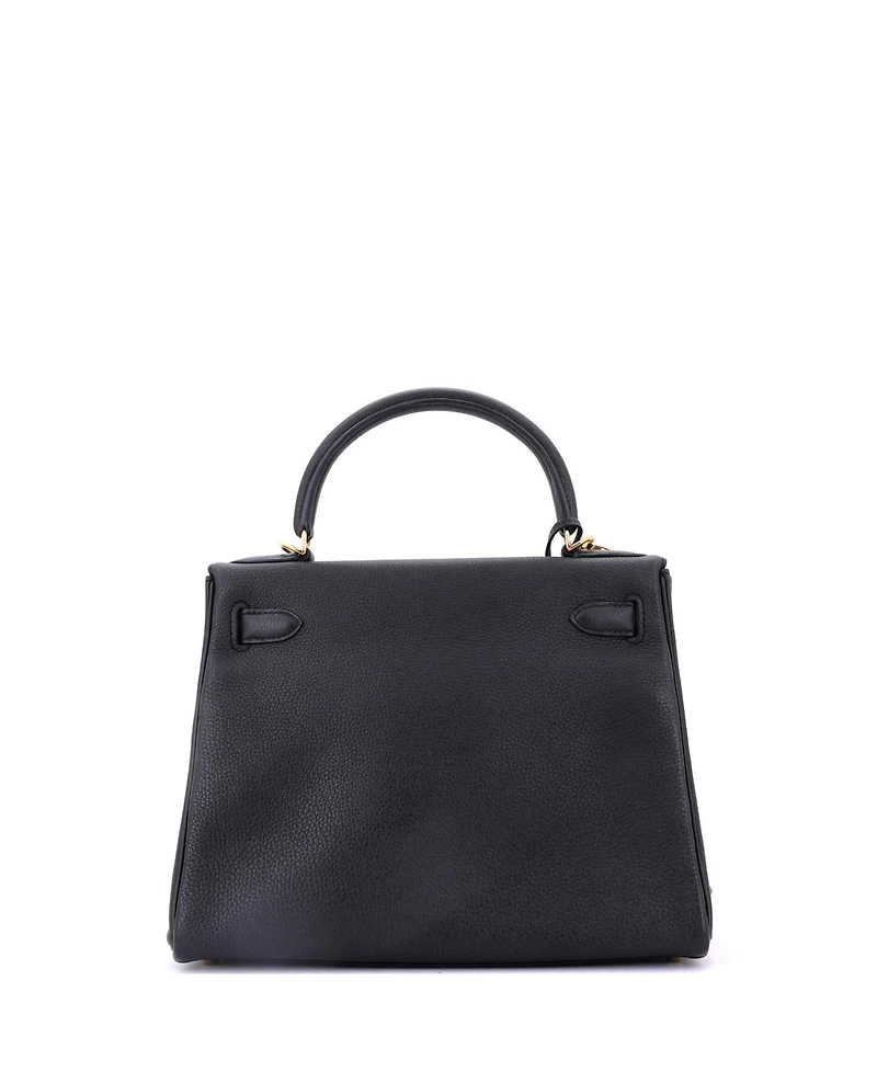 Pre-Owned Hermes Kelly 28 Handbag Black Novillo with Gold Hardware