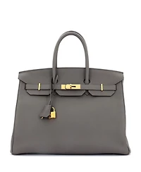 Pre-Owned HERMES Birkin Handbag Grey Togo with Gold Hardware