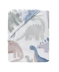 Lambs & Ivy Dino-Might 100% Cotton Dinosaur Baby/Toddler Fitted Crib Sheet