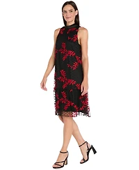 R & M Richards Women's Embroidered Sleeveless Swing Dress