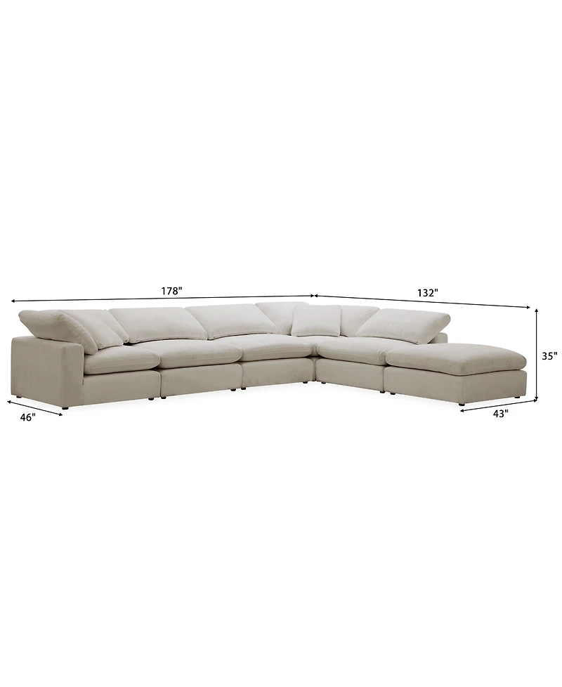 Furniture Fog -Pc. Fabric L-Sectional Ottoman End Sofa Set