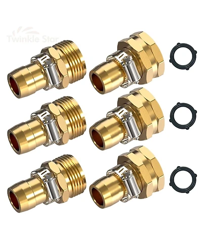 Twinkle Star Garden Hose Repair Connector Kit Male and Female 3-Pack
