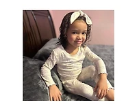 Everly Grey Little Girls Charlie Fitted Two-Piece Long Sleeve Pajamas & Head Wrap Set