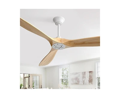 Sofucor 60-inch Modern White 3-Blade Ceiling Fans with Intelligent Remote Control and Timing Function