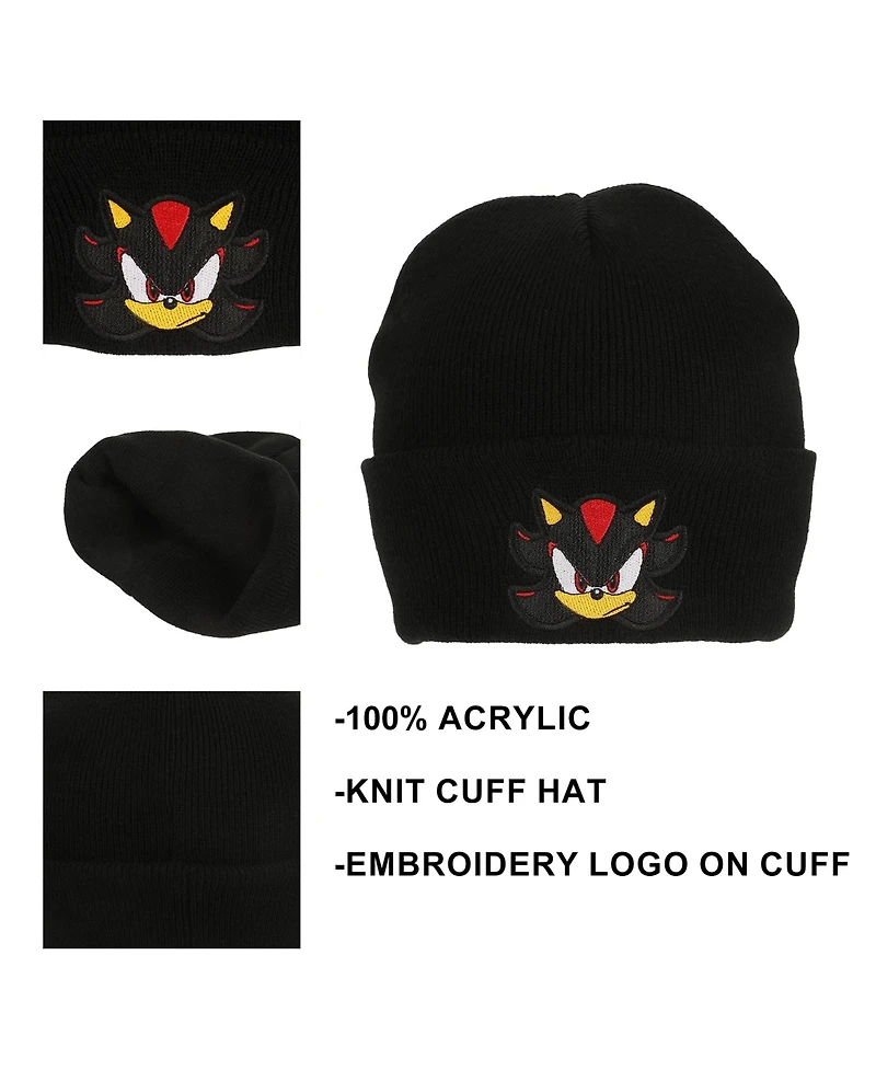Sonic the Hedgehog Men's Shadow Embroidery Acrylic Knit Standard Cuff Beanie