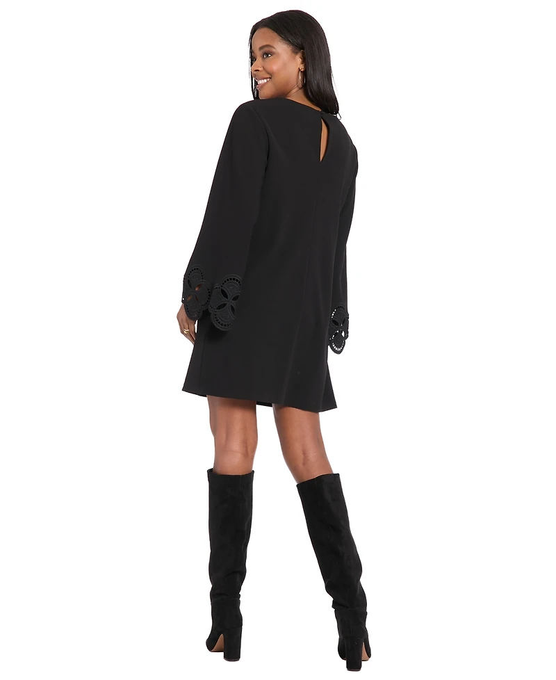 London Times Women's Scuba Crepe Embellished A-Line Dress