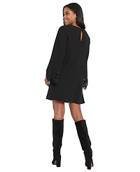 London Times Women's Scuba Crepe Embellished A-Line Dress