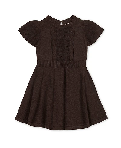 Hope & Henry Little and Big Girls' Organic Flutter Sleeve Cable Sweater Dress