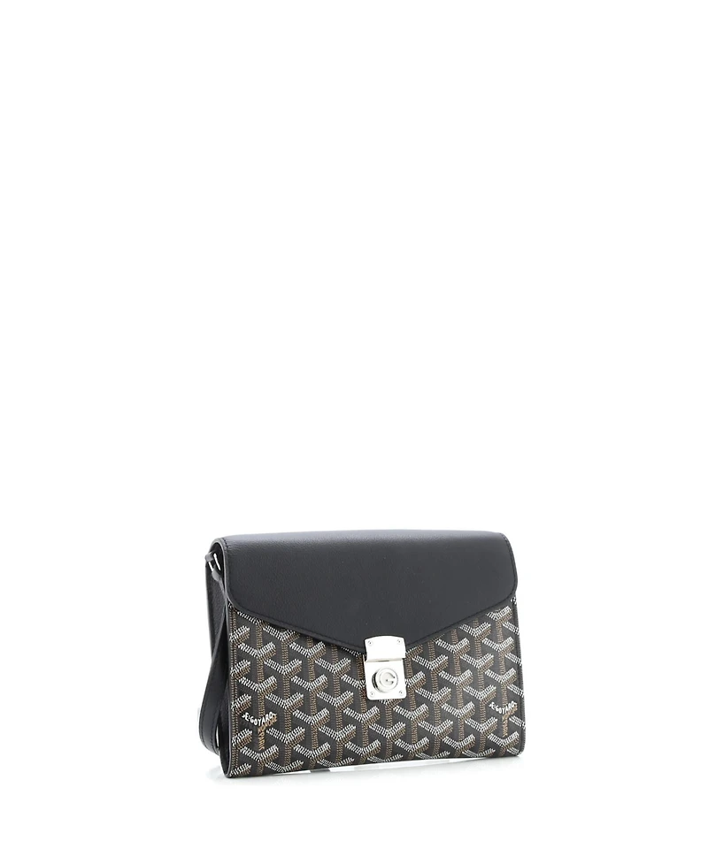Pre-Owned Goyard Chypre Wallet on Strap Coated Canvas with Leather