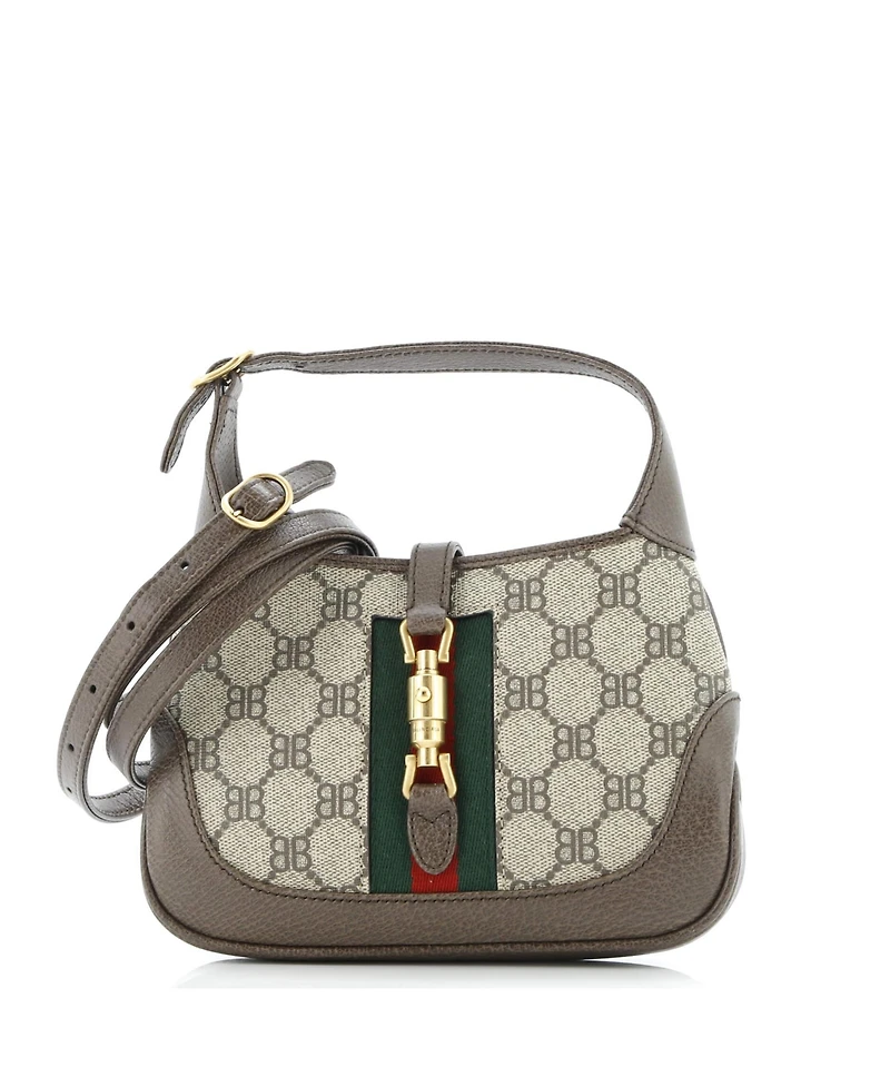 Pre-Owned Balenciaga Mini x Gucci The Hacker Project Jackie 1961 Hobo Bb Coated Canvas