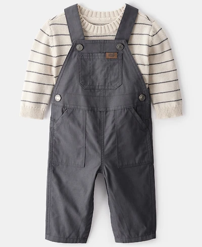 Carter's Baby Boys 2-Piece Stripe Sweater and Overall Set